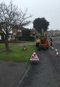 Highway Clearance road with cones