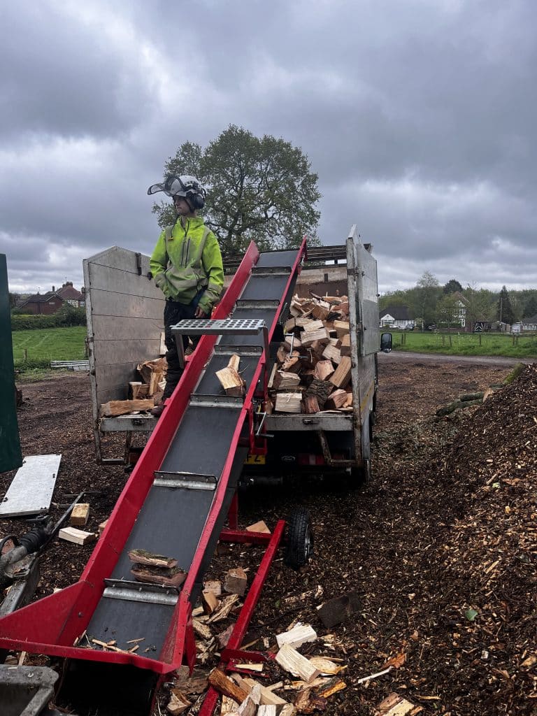 log splitting equipment on site